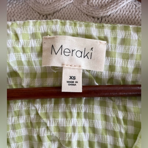 Meraki New Light Green & White Plaid Open Back Wrap Top Size XS - Picture 8 of 8